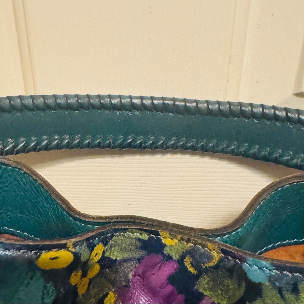 Gorgeous Patricia Nash Leather Crossbody Bucket Bag in Deep Blue Nature! - Picture 12 of 16